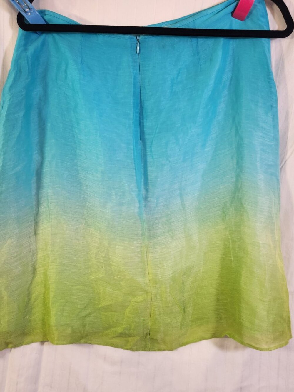 Sigrid Olsen Silk Linen Ombre Embroidered Beaded Floral A-Line Skirt Size 10 - Picture 4 of 9